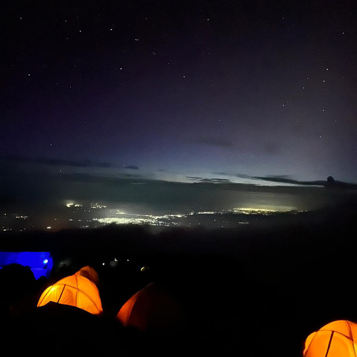 The lights of Moshi as seen from Mt Kilimanjaro.