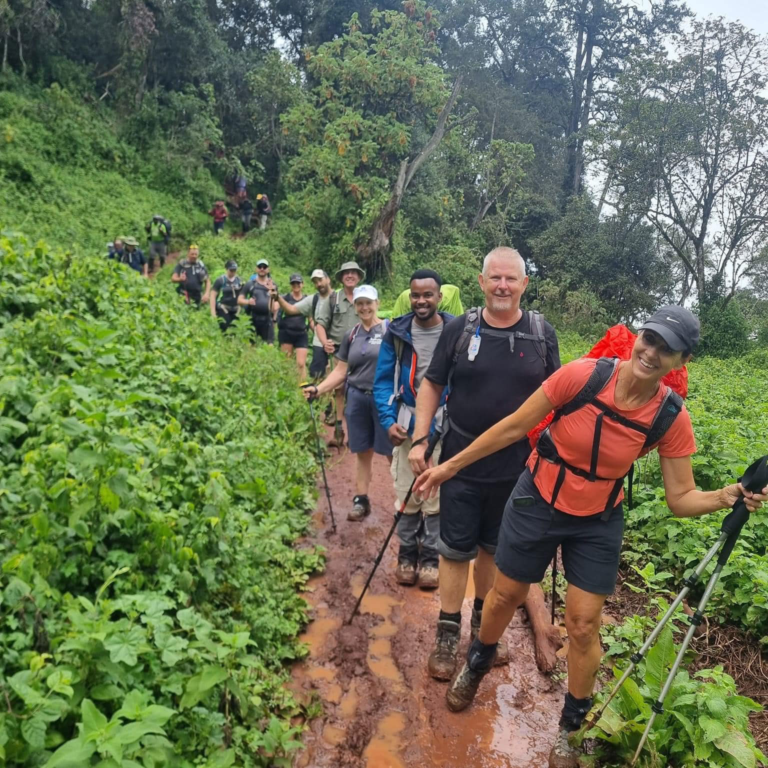 Setting out on the Kilimanjaro trek – bright eyed and bushy-tailed.