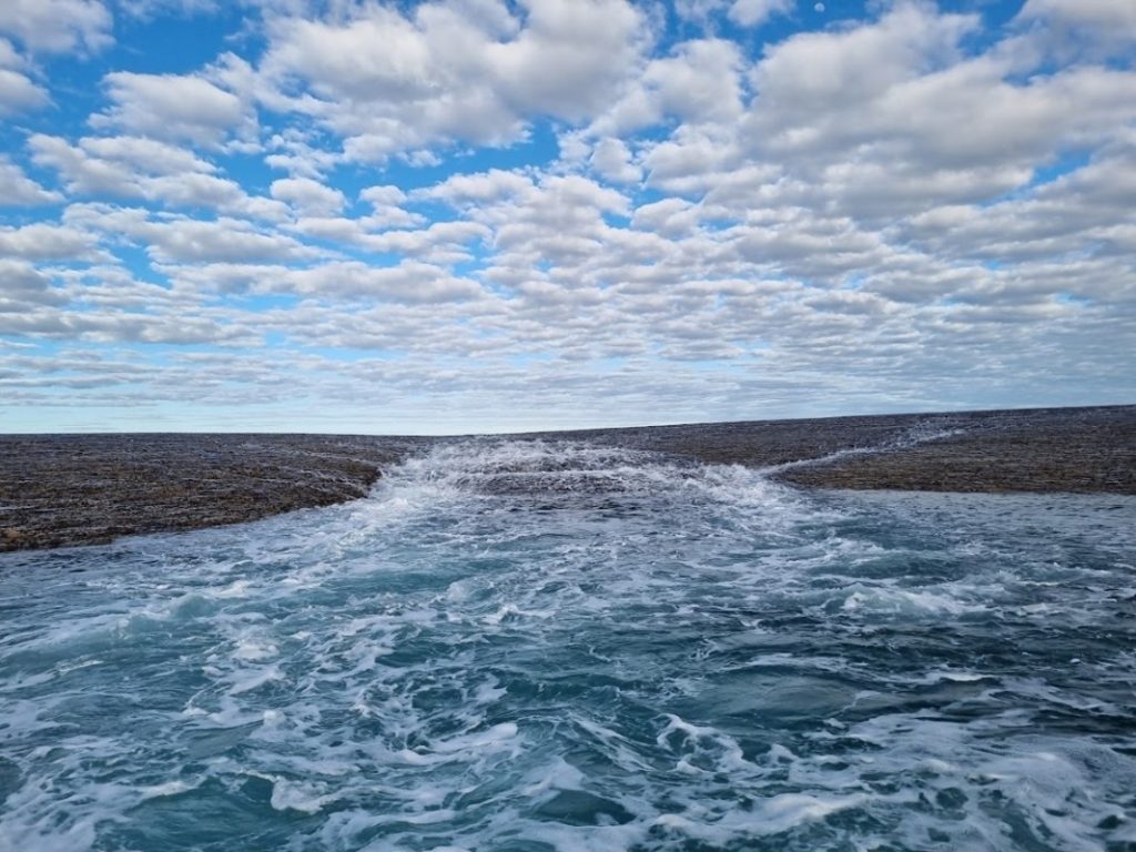 Montgomery reef coming up from the ocean with the tide