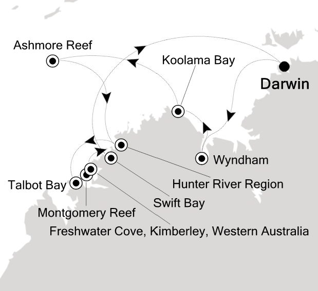 The trip, started and finished in Darwin. This is what we sailed.