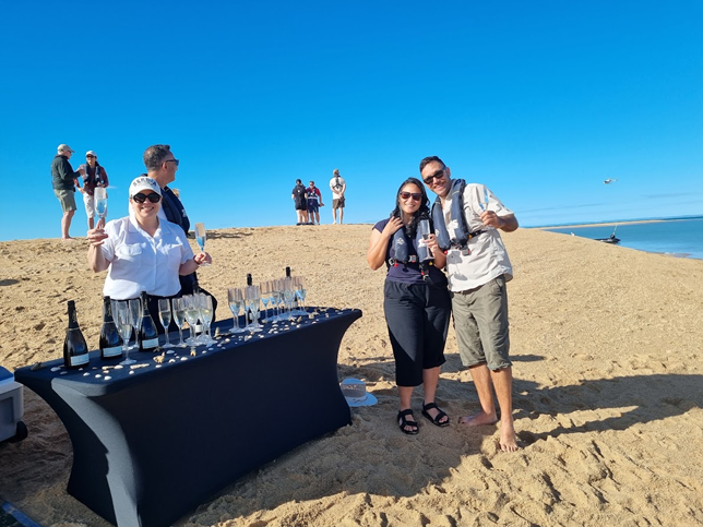 Prosecco on as sandbank near Montgomery reef!